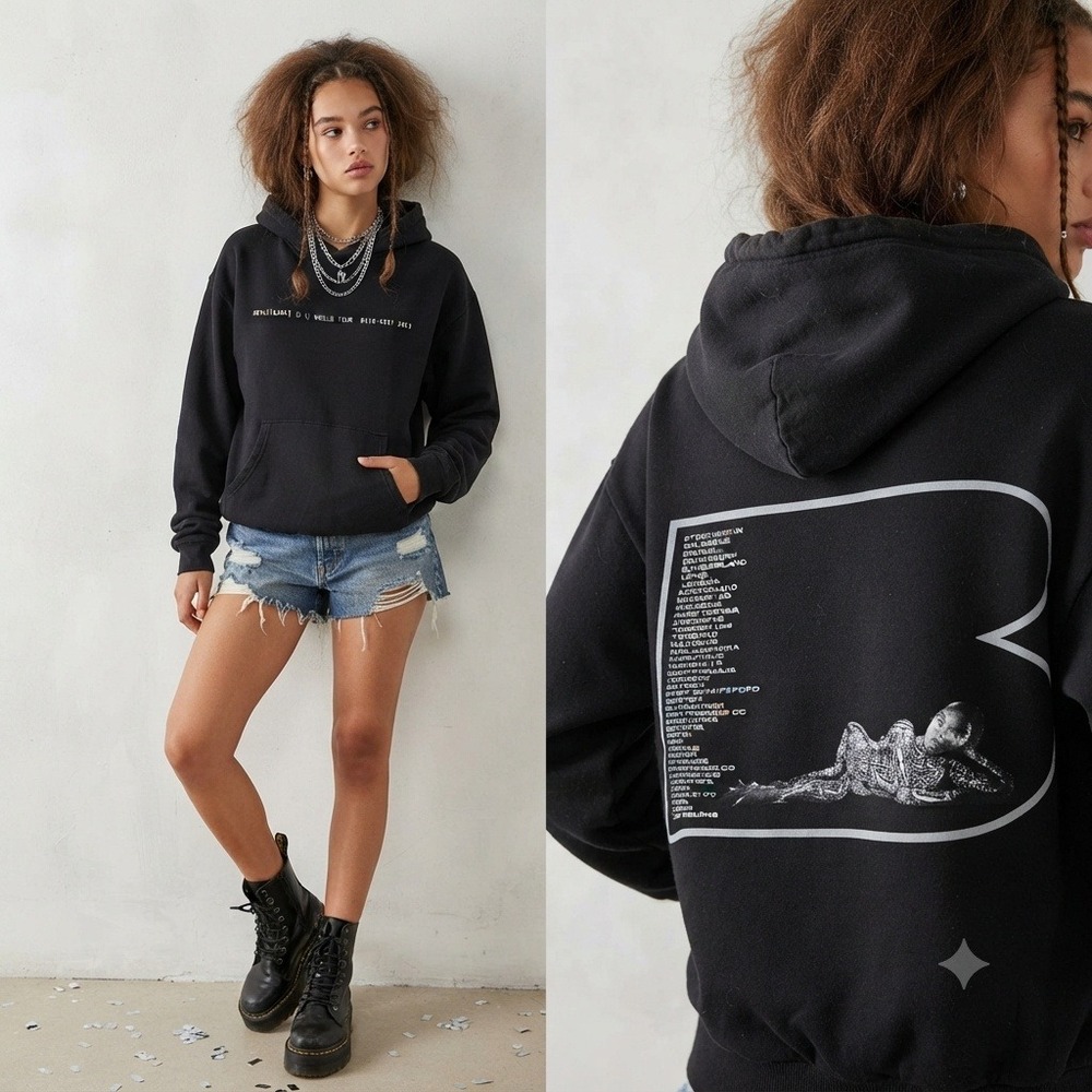 Beyonce Renaissance World Tour Hoodie Small Black Graphic Concert Merch Street
